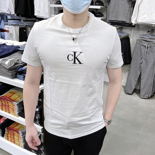 CK潮流logo刺绣短袖T恤