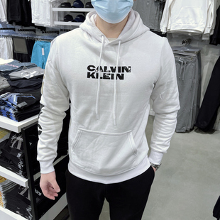 CK Calvin Klein 男士秋冬潮流撞色字母logo印花连帽加绒套头卫衣
