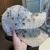 水钻鸭舌帽 透气夏天镂空亮片棒球帽百搭时尚 韩版 女防晒帽2025新款