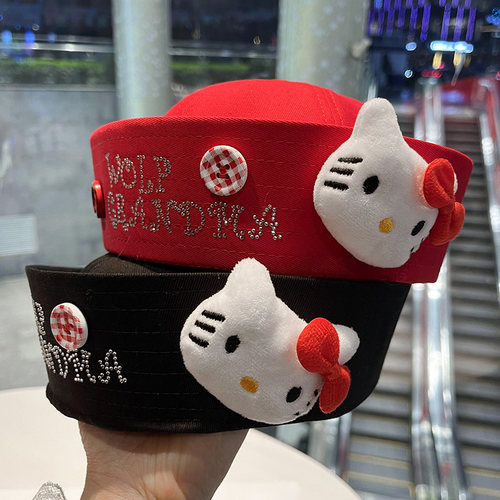 KT猫水手帽女新款蝴蝶结烫钻可爱