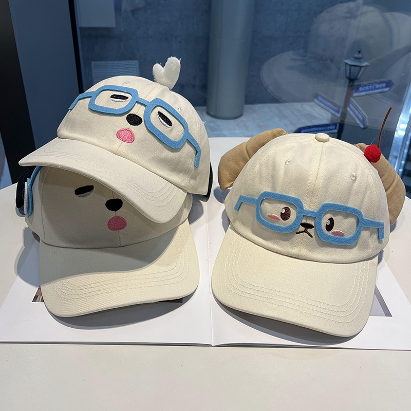 可爱眼镜小狗棒鸭舌帽显脸小百搭