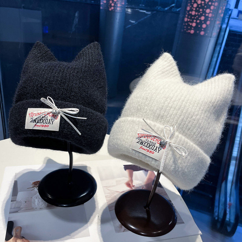 可爱猫耳朵针织毛线帽子女秋冬羊绒混纺保暖百搭蝴蝶结护耳帽冷帽,服饰配件/皮带/帽子/围巾,帽子,淘宝优惠券,粉丝福利购,淘宝优惠卷