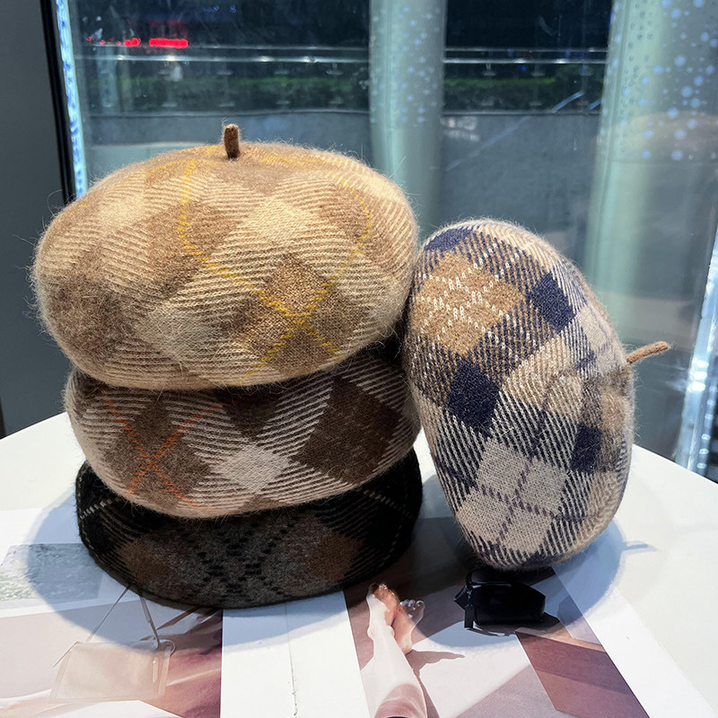 兔毛格纹贝雷帽女2025新款秋冬保暖时尚百搭蓓蕾帽英伦复古画家帽,服饰配件/皮带/帽子/围巾,帽子,淘宝优惠券,粉丝福利购,淘宝优惠卷