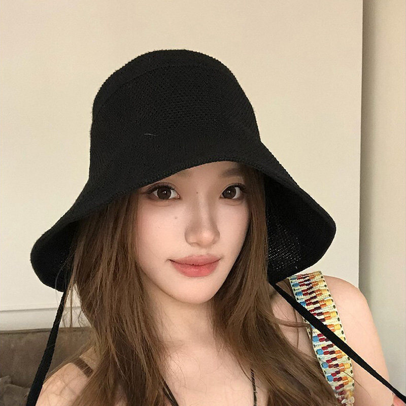 韩系春夏纯色大檐防晒遮阳草帽
