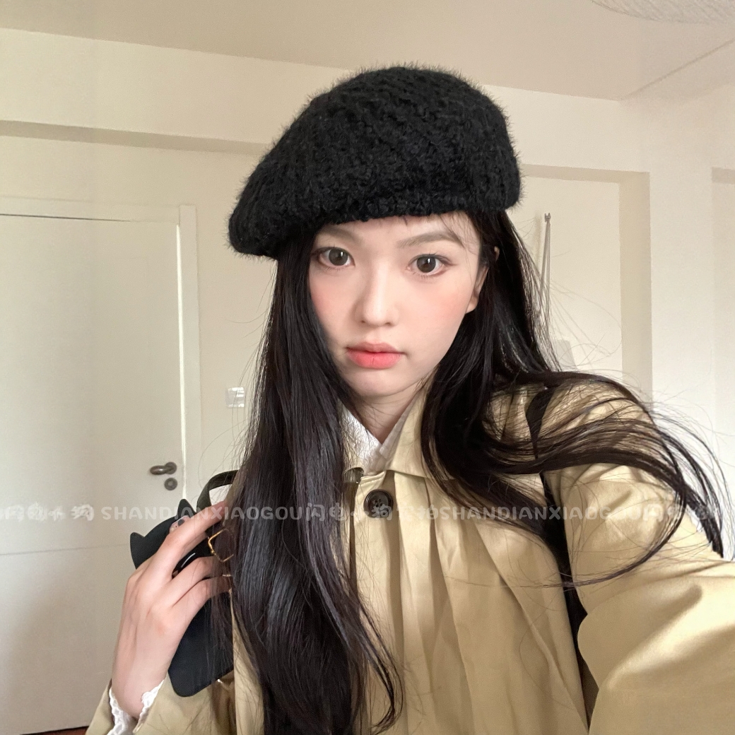 2025新款韩版针织帽贝雷帽显脸小