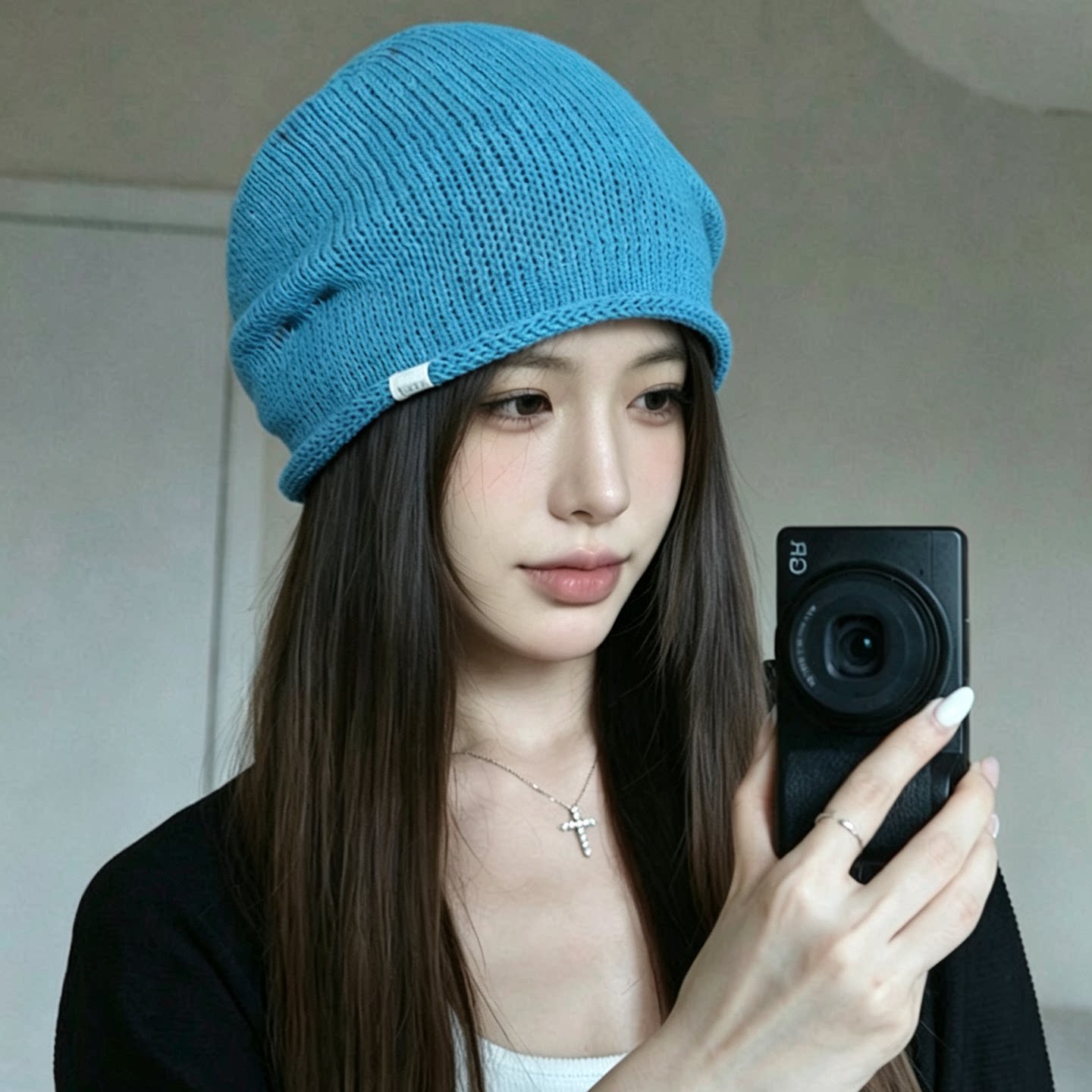 韩系慵懒抽绳堆堆帽女显脸小百搭