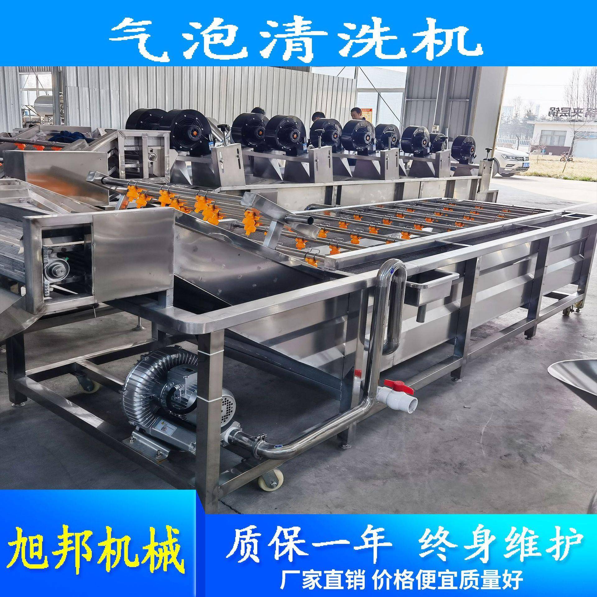 鼓泡式果蔬清洗机 商用气泡清洗流水线 连续式菠菜清洗去泥设备