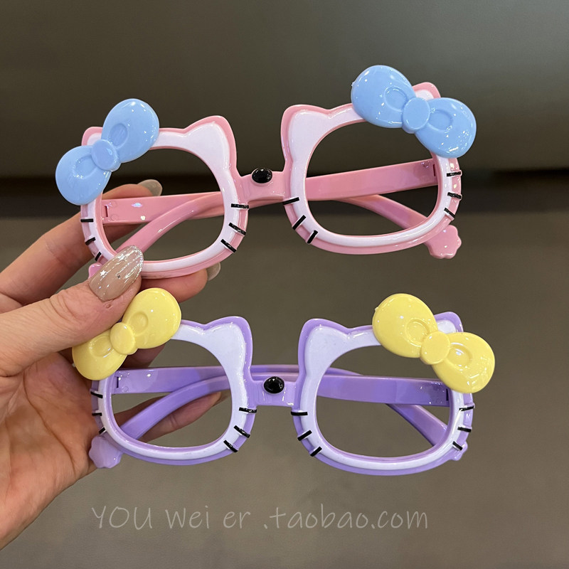 儿童眼镜宝宝公主卡通猫咪时尚眼镜框女童可爱拍照新款百搭眼镜架