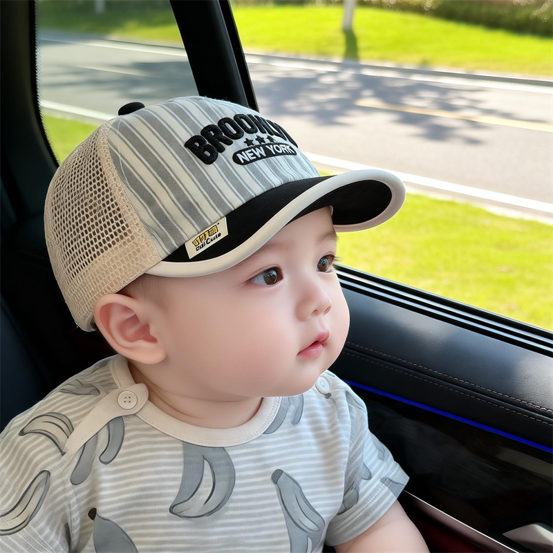 儿童遮阳帽夏季宝宝帽子薄款男童鸭舌帽女童防晒棒球帽网眼太阳帽