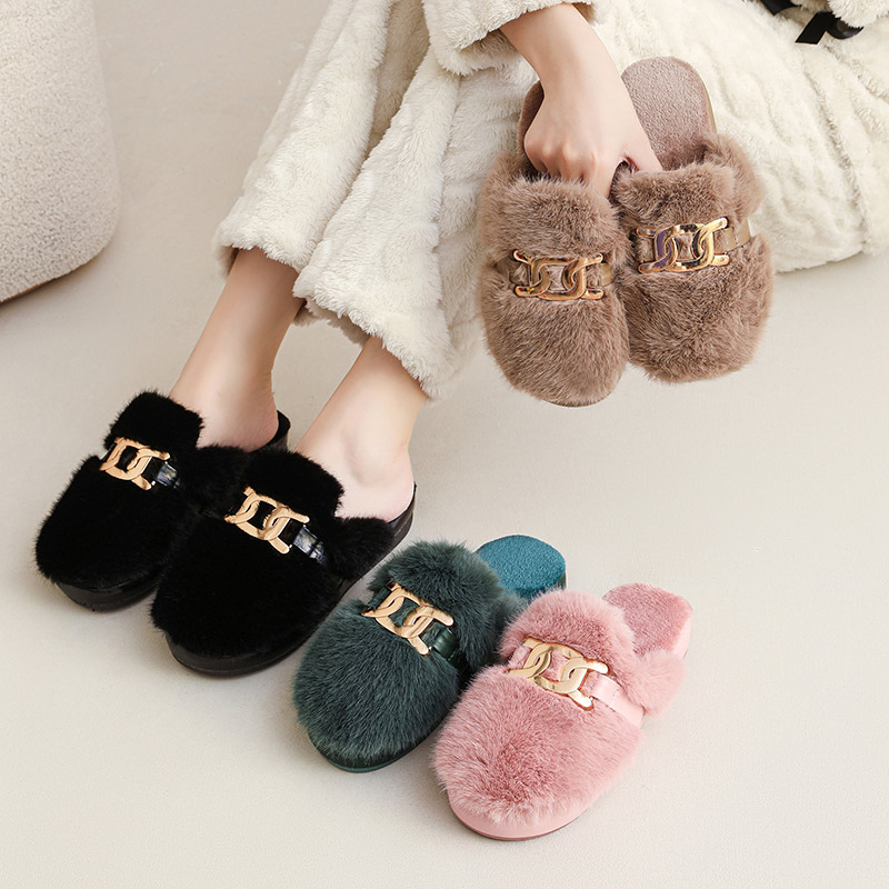 秋冬季软糯毛绒时尚女棉拖鞋