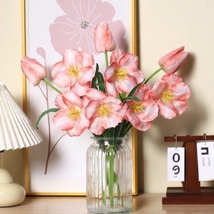 新郁金香假花仿真花摆设绢花客厅餐桌装饰花室内家居装饰花艺摆件