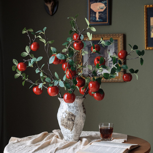 仿真苹果树枝圣诞果仿真花假花客厅摆设绿植造景花瓶插花装饰摆件