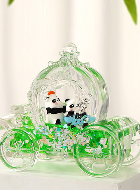 创意油滴沙漏喜莱卡国潮风熊猫花花流沙瓶桌面趣味摆件之卡通礼物