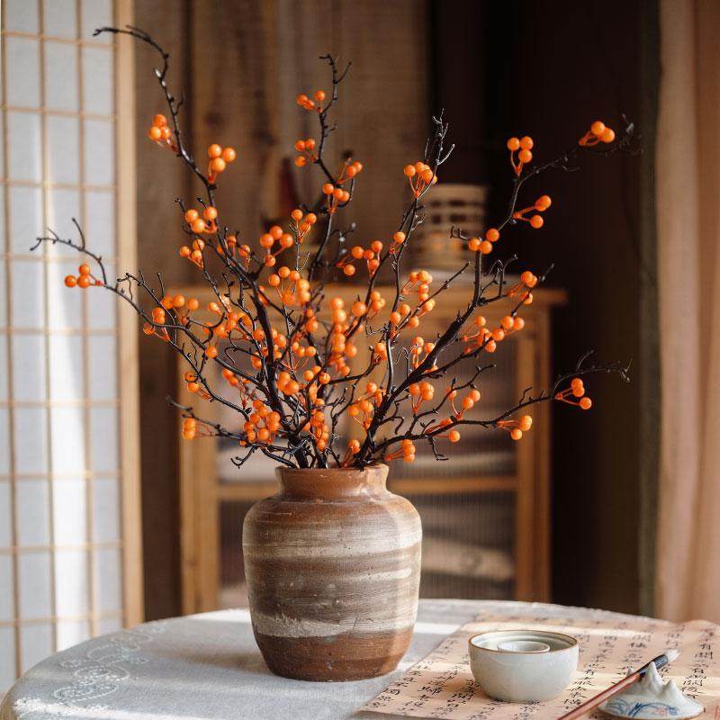 仿真灯笼果红娘果客厅鸿运果高档发财果假花仿生花束中式花艺摆件图片