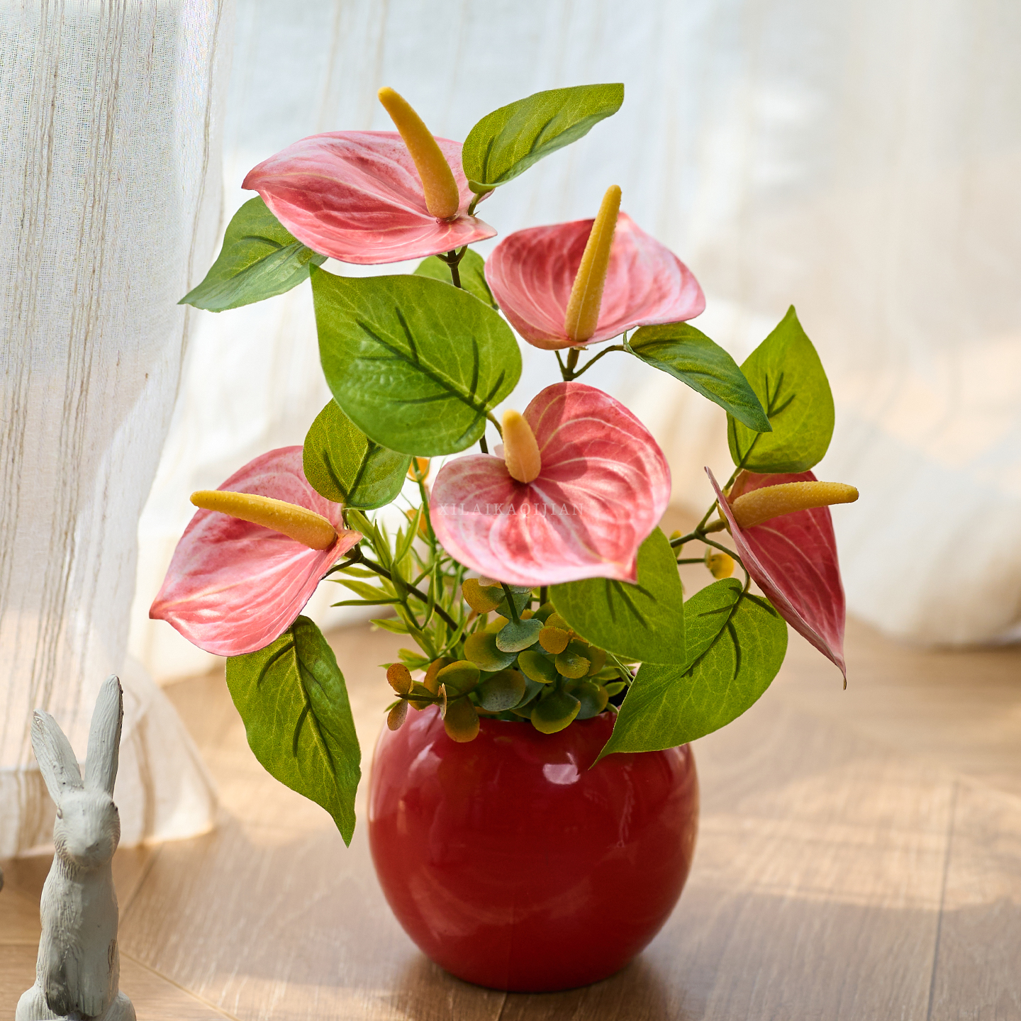 喜莱卡多巴胺风仿真花假花红掌花束客厅摆设装饰花艺摆件餐桌摆花