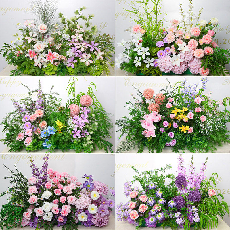 喜莱卡婚庆地排花森系花排 莫奈花园风仿真花排假花婚礼T台路引