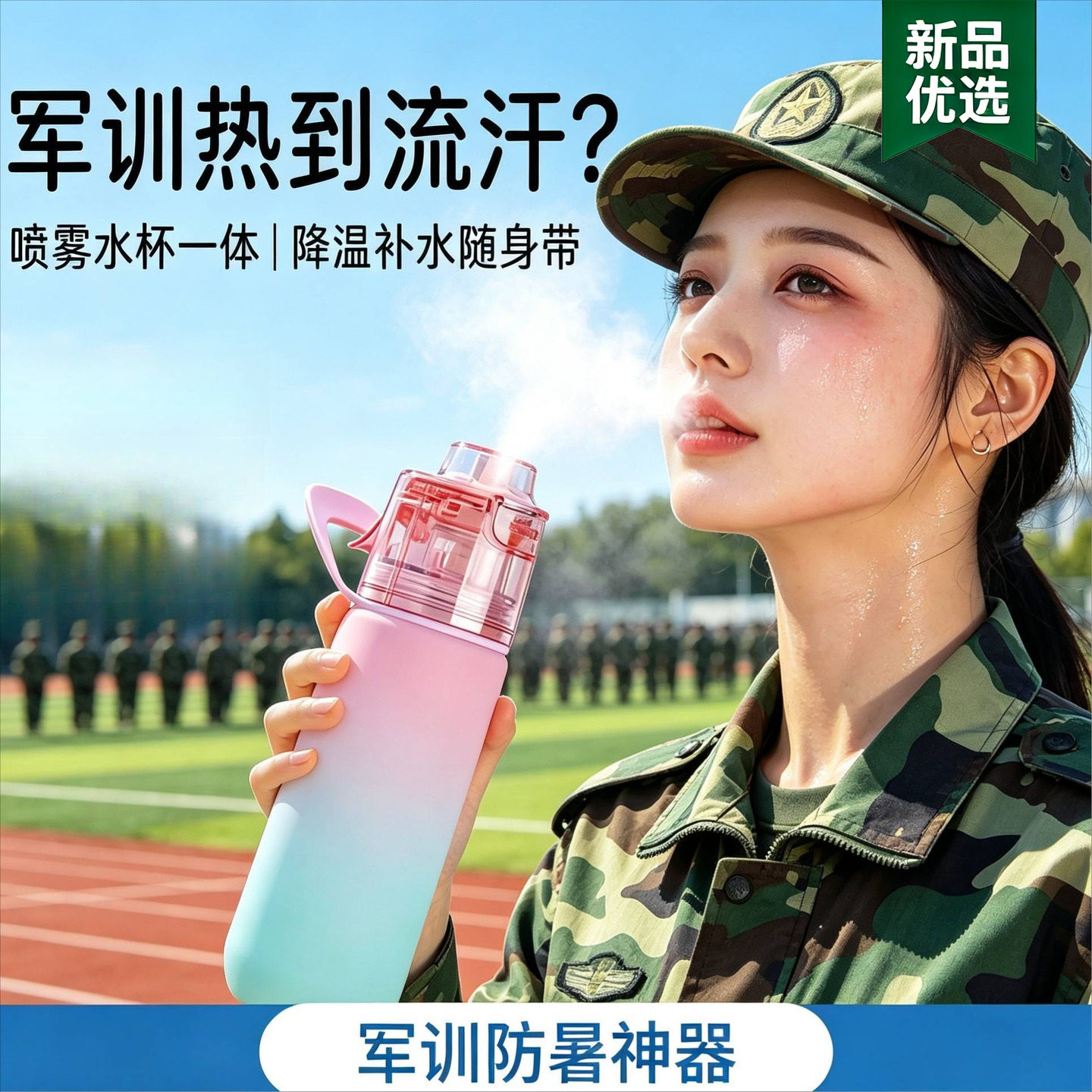 初高中大学生军训好物解热神器喷雾水杯补水降温户外移动水壶