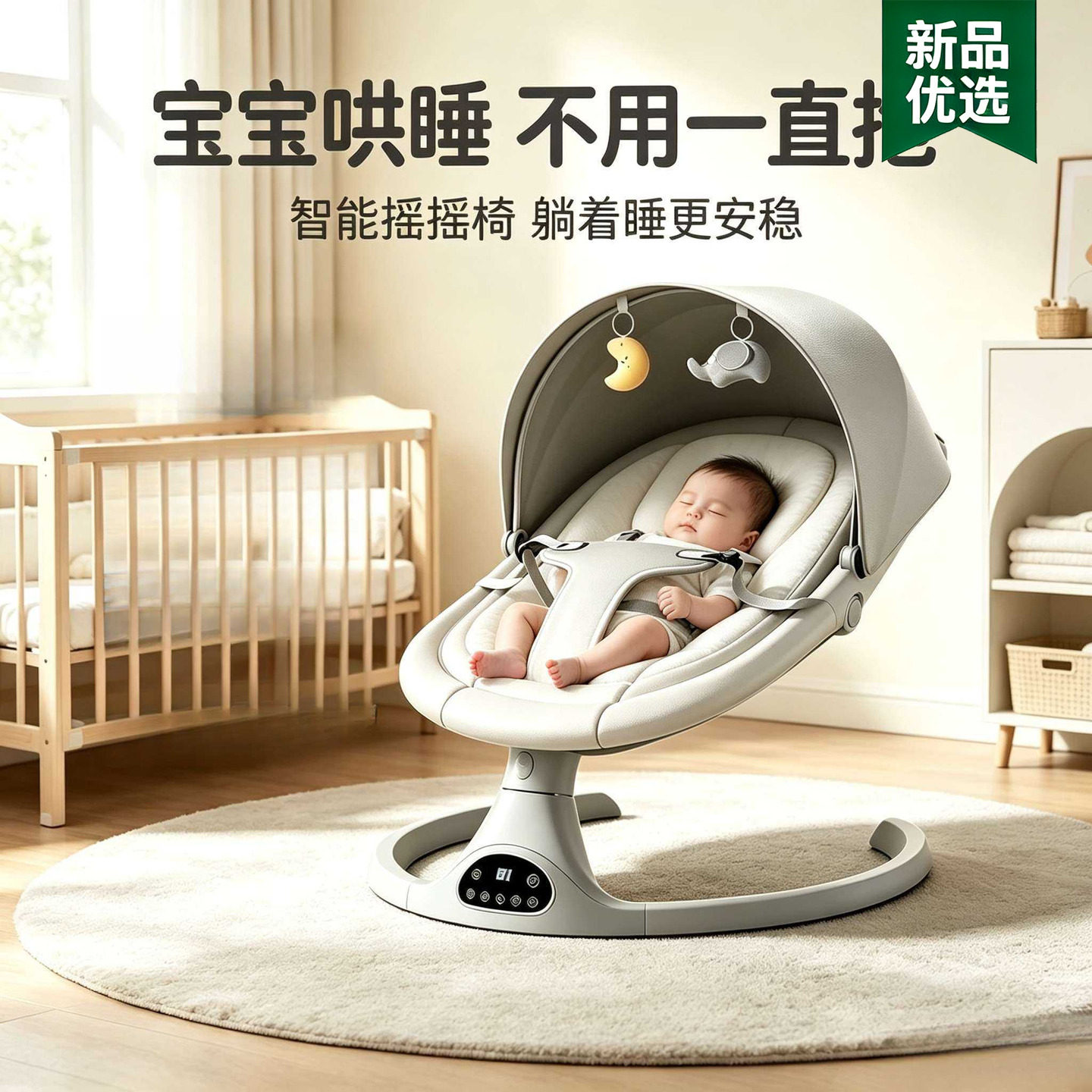 婴儿电动摇摇椅新生儿宝宝哄睡摇篮床安抚椅摇篮可坐可躺哄娃神器