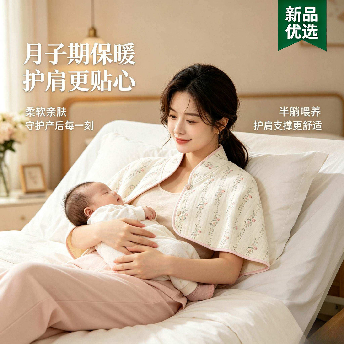 月子披肩产后冬哺乳四季通用春秋保暖纯空气棉孕产妇护肩坎肩睡觉