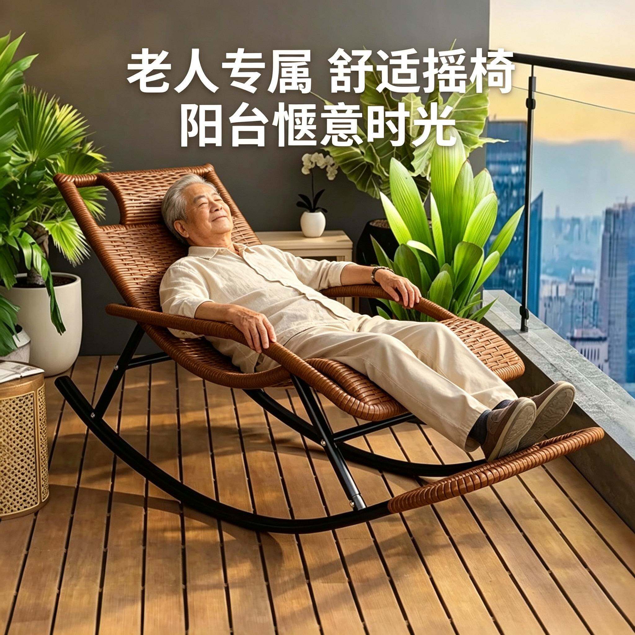 老人摇椅躺椅老爷椅成人懒人凳子夏凉户外庭院露天沙发阳台晒太阳
