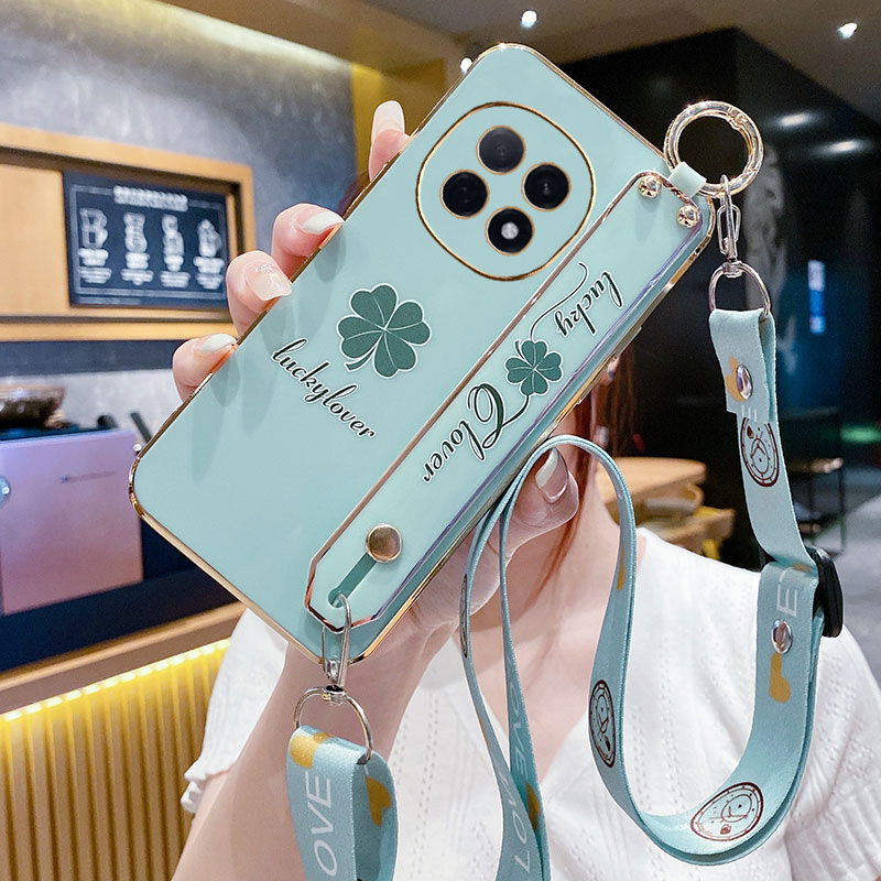 适用oppoA5手机壳oppo保护A5pro软硅胶套5G全包防摔PKP110软外壳PKQ女腕带斜挎挂绳oppop新款55g小清新四叶草