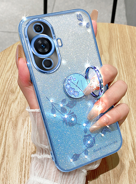 适用华为nova12活力版手机壳nove12保护硅胶套渐变FIN一AL60全包BLK防摔软壳novo女新款nowa带支架高级感水钻