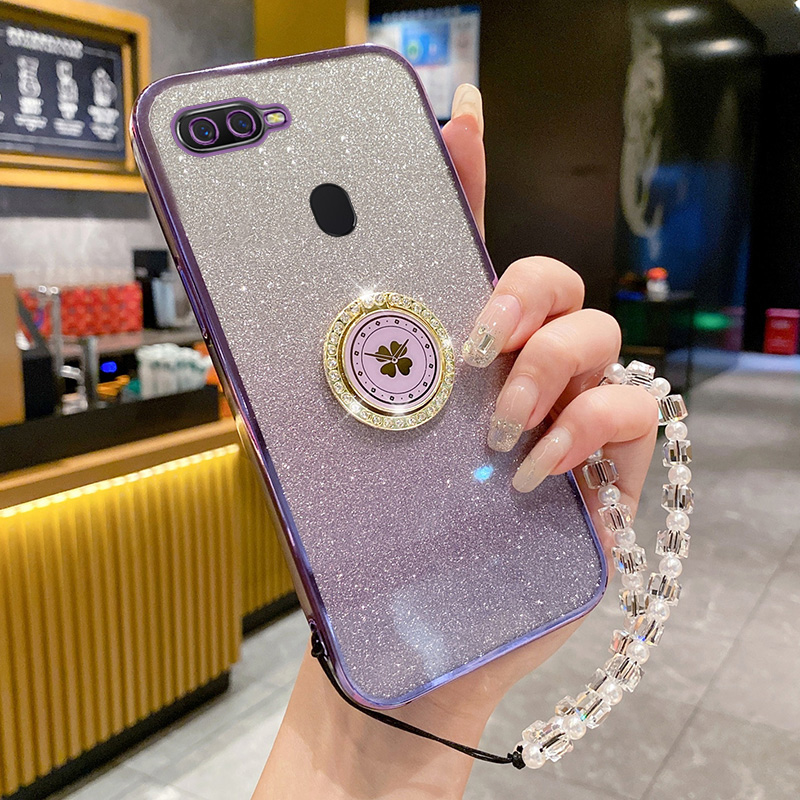 OPPOA7X手机壳闪粉水晶手链+支架