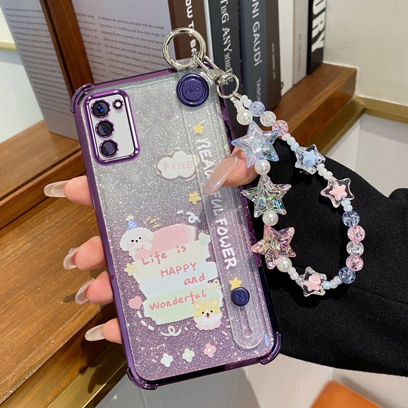 适用oppoA55手机壳oppo保护A55S硅胶套A56全包5G防摔opopa卡通动物软壳pemm00腕带支架5g女新款星星手链ins风