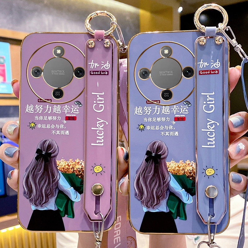 适用华为荣耀X70手机壳honorX70保护套MTN一AN00新款硅胶软壳全包防摔女腕带斜挎挂绳可背小众创意文艺高颜值