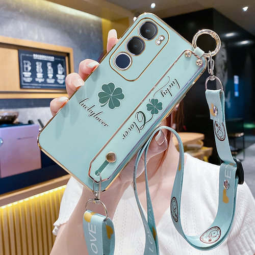 适用vivoy37T手机壳vivo保护y37t硅胶套5g全包V2443A防摔voy软壳 vivo步步高丫37T腕带支架挂绳女小清新潮款