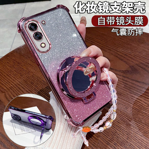 适用vivoy37C手机壳vivo保护y37c透明硅胶套5g镜头全包V2242A防摔voy高级感viv0软壳步步高丫37C女带镜子支架