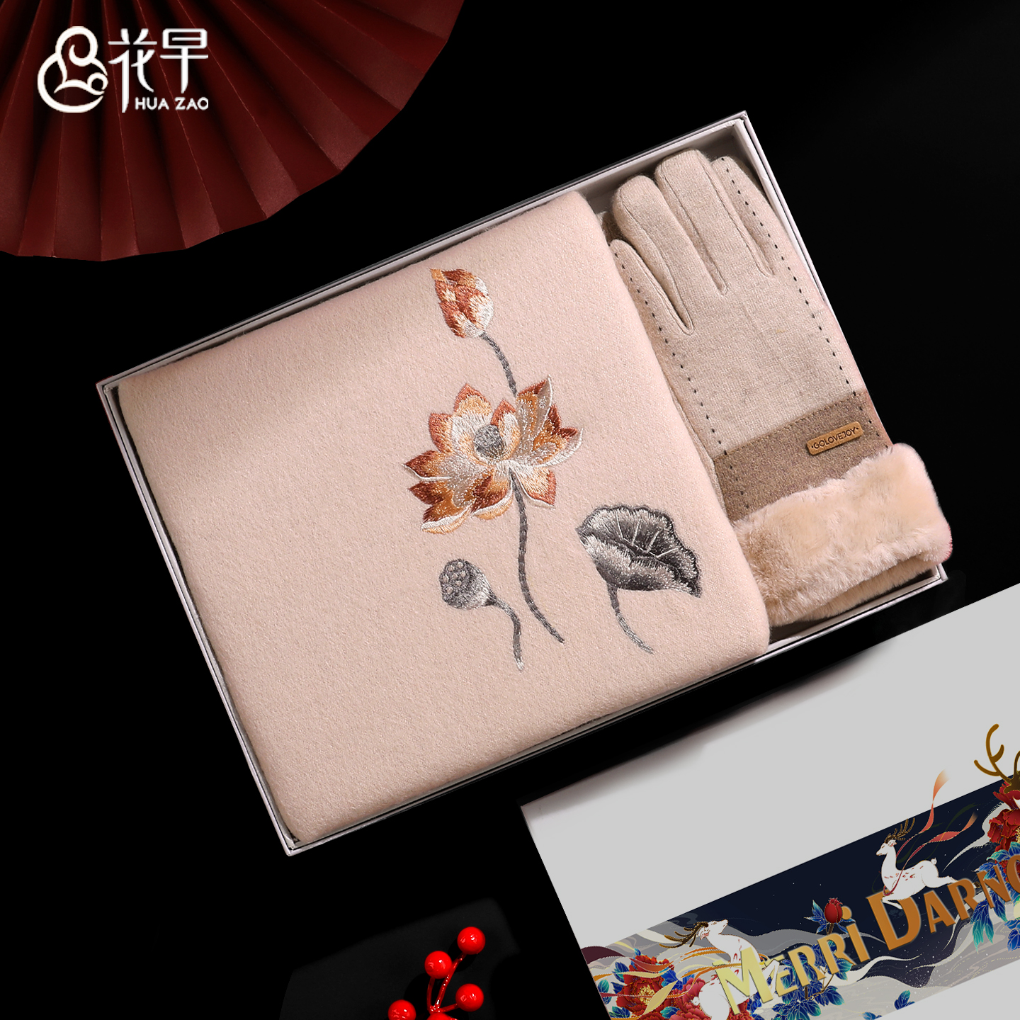 纯羊毛围巾礼盒套装中秋节礼物披肩送妈妈生日礼物送婆婆长辈国风