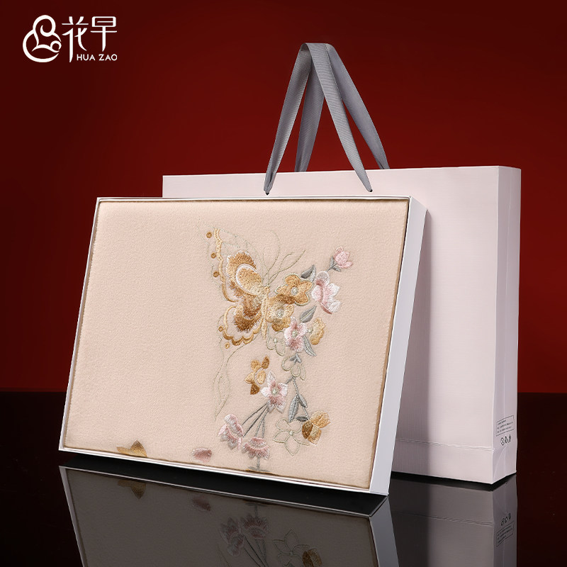 纯羊毛围巾女冬季中国风刺绣披肩羊绒送妈妈生日礼物秋冬围脖礼盒