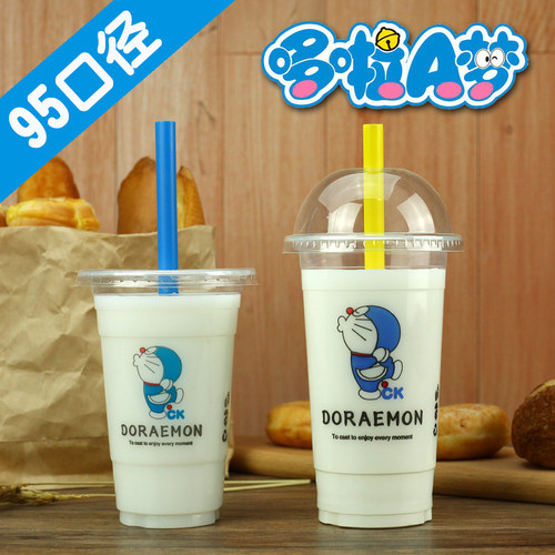 一次性哆啦a梦口径500ml奶茶杯子