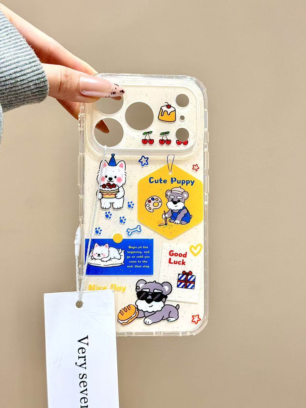 细闪米底背带裤画画灰狗狗适用苹果17promax手机壳16iph