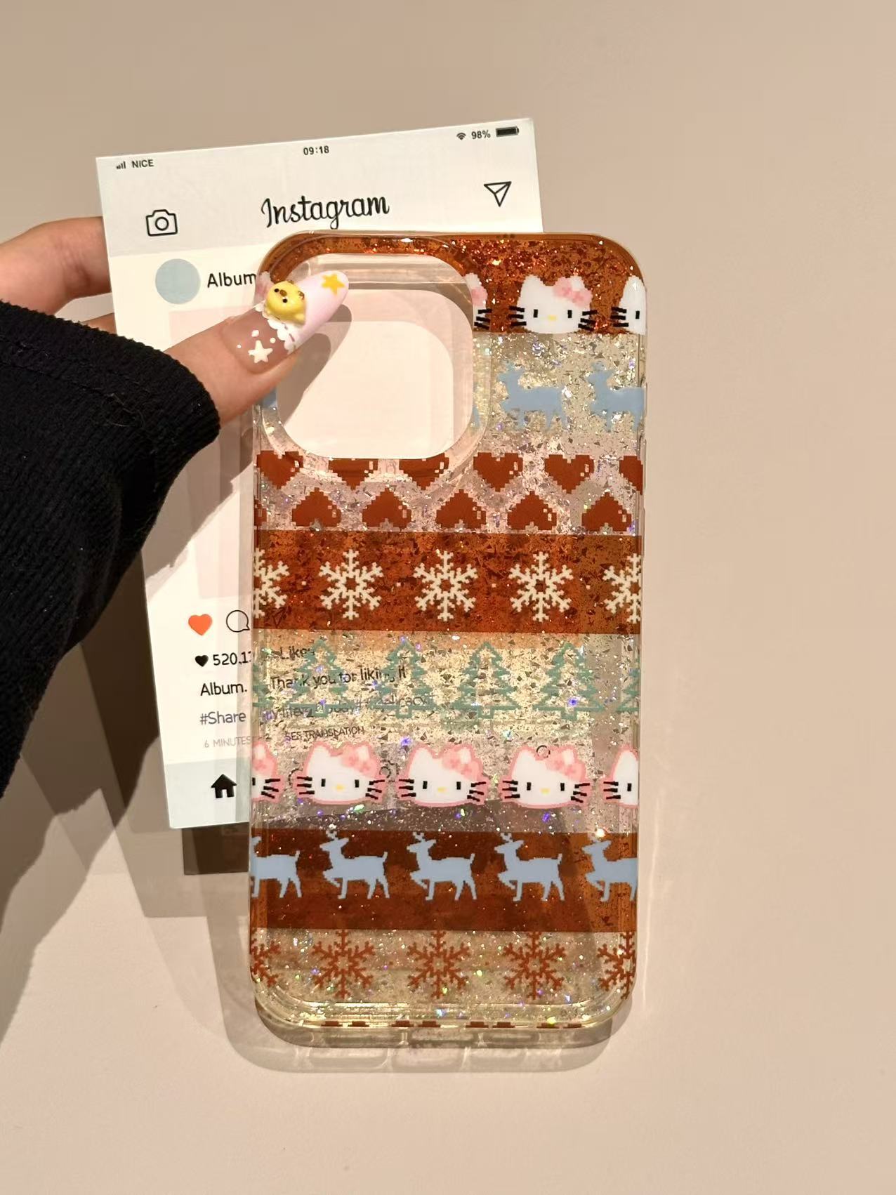 卡通可爱雪花KT猫费尔岛双面壳适用苹果17/16/15/14防摔手机壳 · 雪花KT费尔岛 苹果17