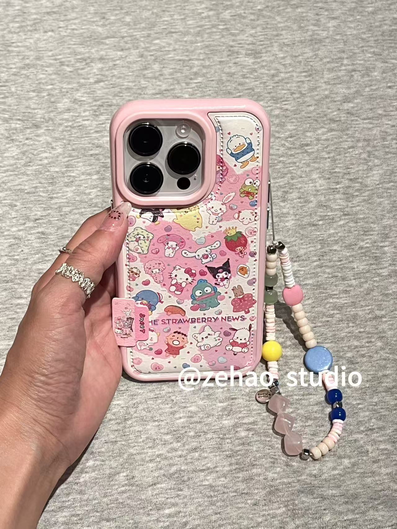 粉皮革满屏三丽鸥适用于苹果17promax手机壳iphone16pro保护套15 · 粉皮革满屏三丽鸥(单壳) iphone14