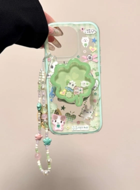 Y2CASE•磁吸二合一•春日可爱四叶草摇摇乐小猫咪IMD双层手机壳