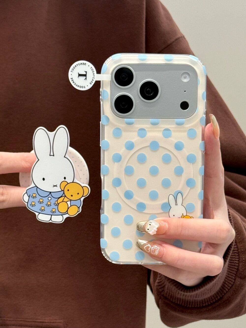 可爱蓝色波点米菲兔苹果17pro双层iphone16磁吸15磨砂14手机硬壳 · 磁吸蓝色波点米菲兔【单壳】,3C数码配件,手机保护套/壳,淘宝优惠券,粉丝福利购,淘宝优惠卷