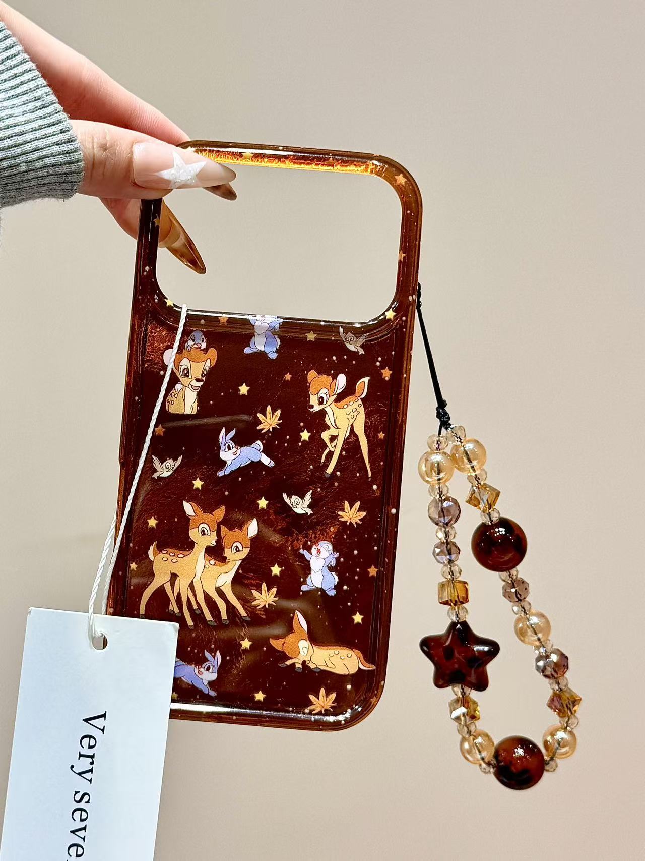 锡纸纹棕底桑普兔小鹿斑比链条适用苹果17promax手机壳15iphone16 · 苹果17promax 棕底桑普兔小鹿斑比