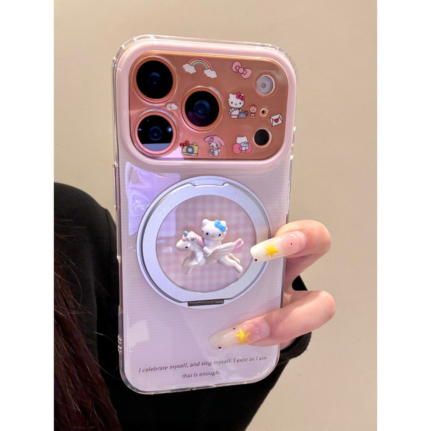 适用苹果iphone17promax旋转支架16pro飞马猫咪15可爱14ins手机壳