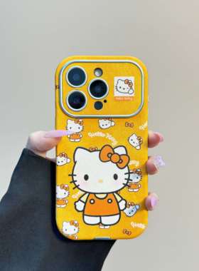 大视窗姜黄色kt插画苹果17promax手机壳iPhone16新款15防摔 · iPhone 17 Pro Max