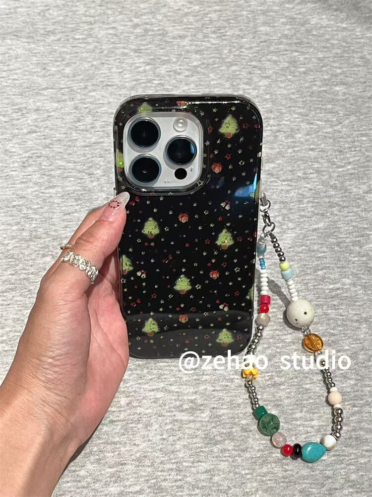 黑底满屏闪闪圣诞树适用于苹果17promax手机壳iphone16pro保护套1 · 黑底满屏闪闪圣诞树 iphone15promax