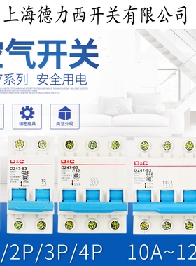 上德小型断路器10A1P20A空气开关32A2P40A家用63A空开16A安3P4P