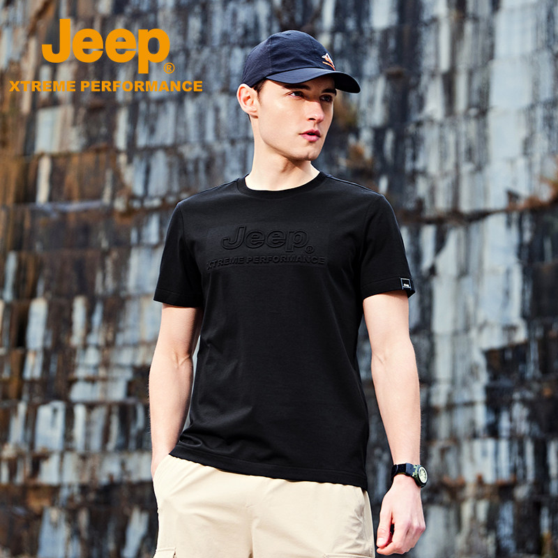 jeep速干短袖T恤男户外休闲运动冰丝吸汗透气宽松圆领大码体恤男