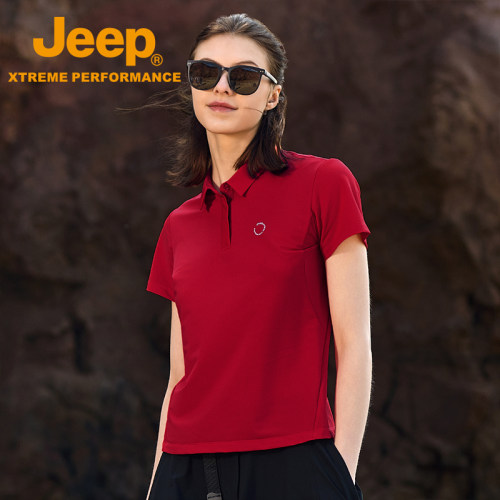 jeep短袖Polo衫女速干冰感防晒衣