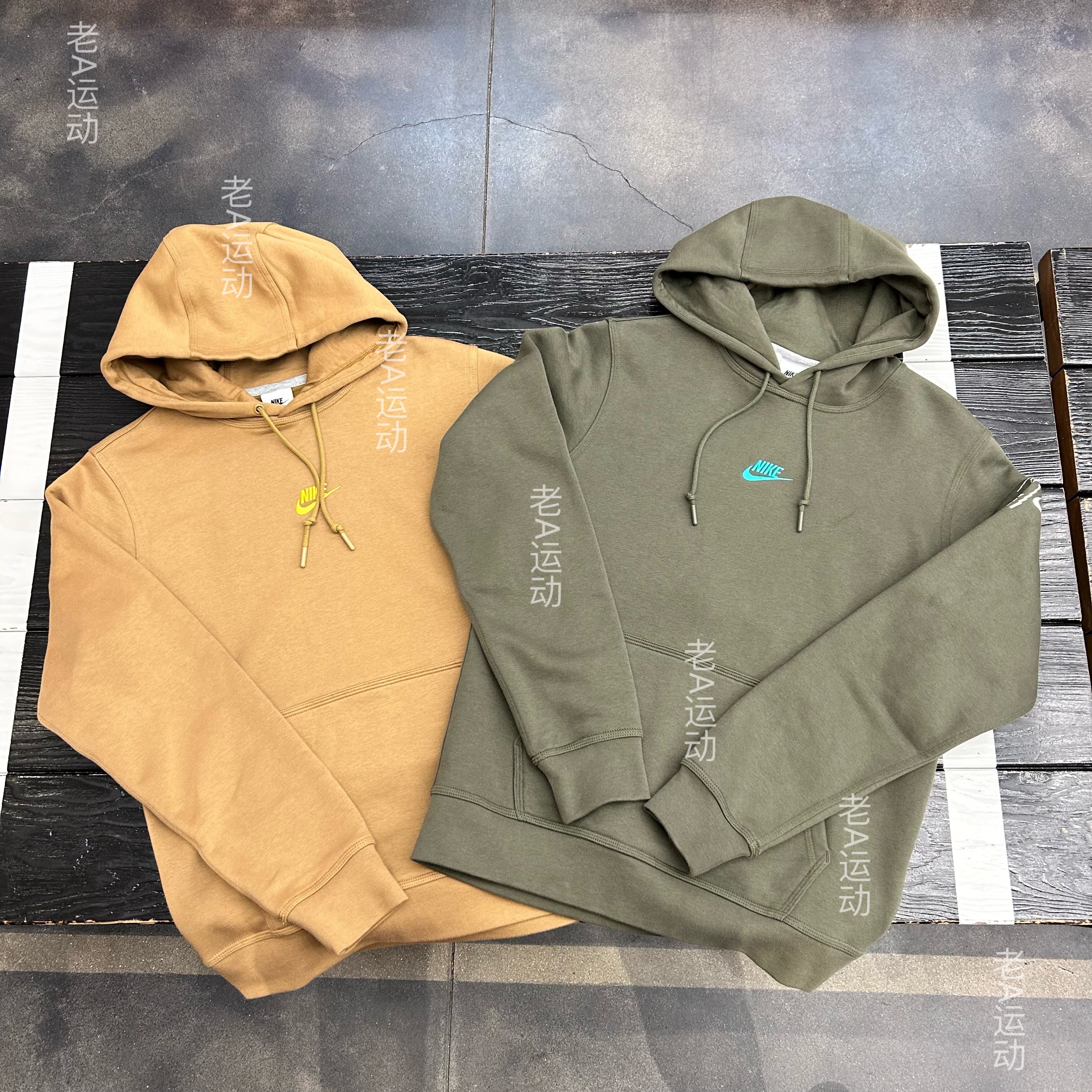 Nike/耐克秋冬新款小标针织加绒保暖连帽运动休闲套头卫衣FV8589