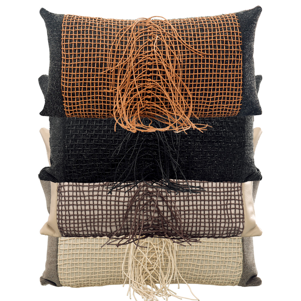 抽象线条系列高端编织腰枕套客厅轻奢沙发酒店样板间软装靠垫