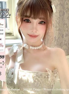 SISI JIANG“缎带珍珠”定制蝴蝶结珍珠项链