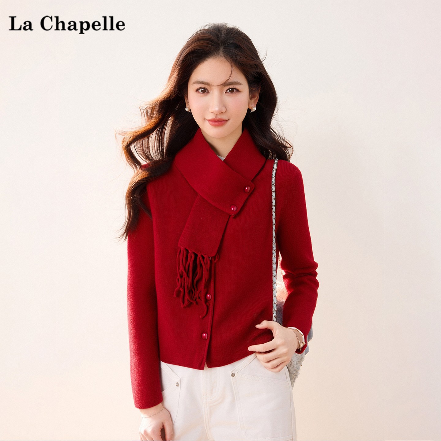 拉夏贝尔时尚气质百搭针织衫女